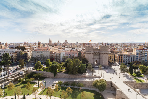 Aerial View of valencia old city skyline in Spain photo