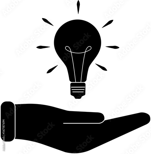 light bulb above hand, business idea