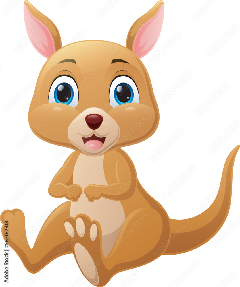 Obraz premium Cute little kangaroo cartoon sitting