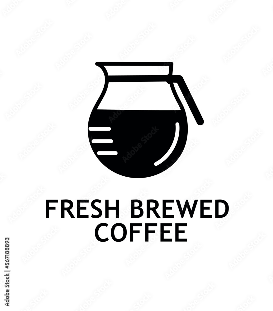 Fresh brewed coffee icon. Glassware with hot drink. Advertising poster or banner for website. Logotype and branding. Cafe or restaurant menu. Cartoon flat vector illustration Fresh brewed coffee icon. Glassware with hot drink. Advertising poster or banner for website. Logotype and branding. Cafe or restaurant menu. Cartoon flat vector illustration