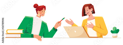 Two Women Talking Business