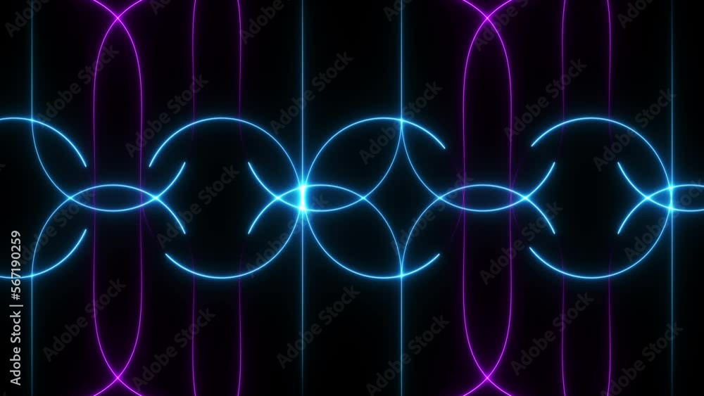 Abstract black background with neon glowing ultraviolet blue laser ...