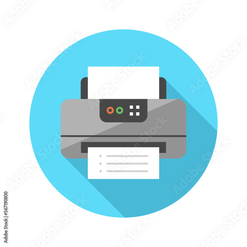 Inkjet printer or laser printer flat icon. Solid and colorful design.