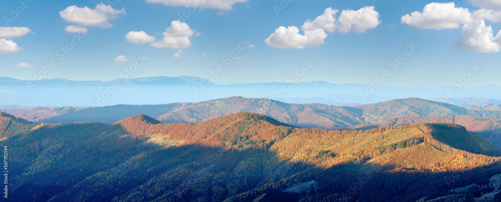 Autumn morning mountain panorama.