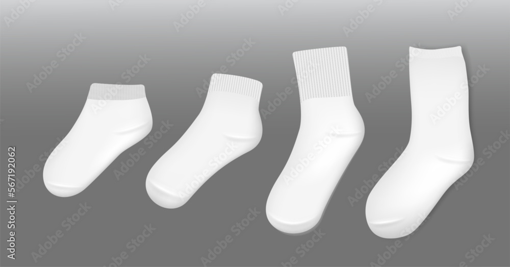 various white socks foot wear mockup isolated 3D illustration various white socks foot wear mockup isolated 3D illustration