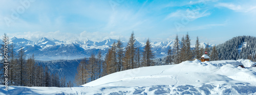 Winter  Dachstein mountain massif panorama