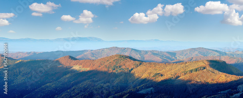 Autumn morning mountain panorama.