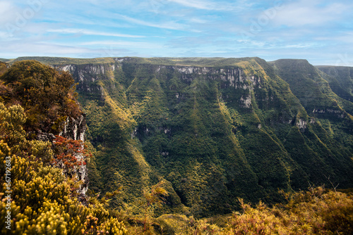 Panoramic view of a scenic canyon. Fortaleza Canyon,  Rio Grande do Sul, Brazil.