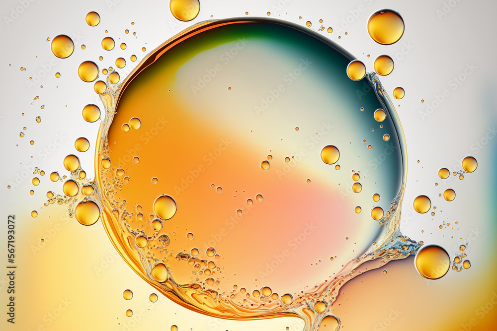 Colorful artistic of oil drops floating in the water. Pastel color
