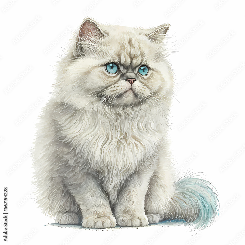 “Generative AI” Persian Cat digital illustration.