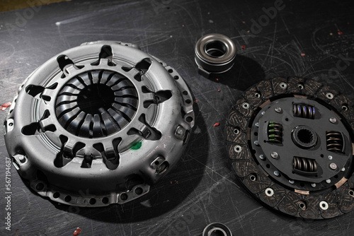 clutch kit for car gearbox, disk basket and release bearing.