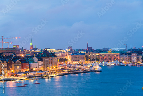 View of stockholm skyline after sunset