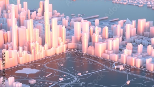 3D render modern city skyline (ID: 567197272)