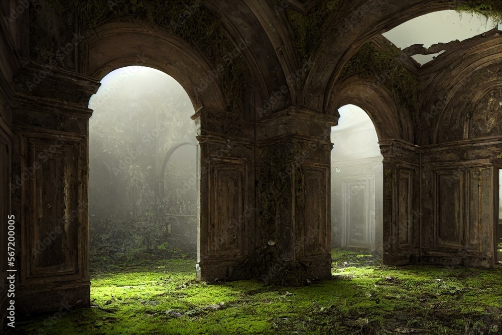 Haunted Abandoned Old Renaissance Manor House Interior. Doorway With ...