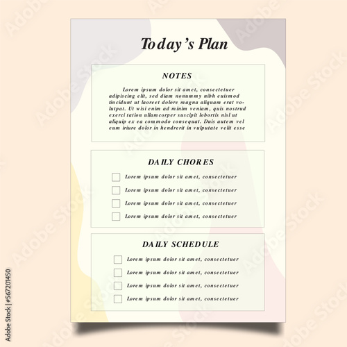 Today plan template checklist vector