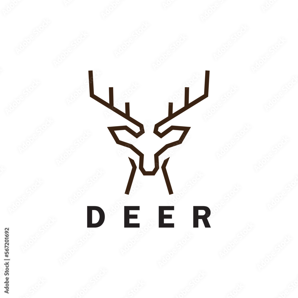 Deer monoline logo design vector template Deer monoline logo design vector template