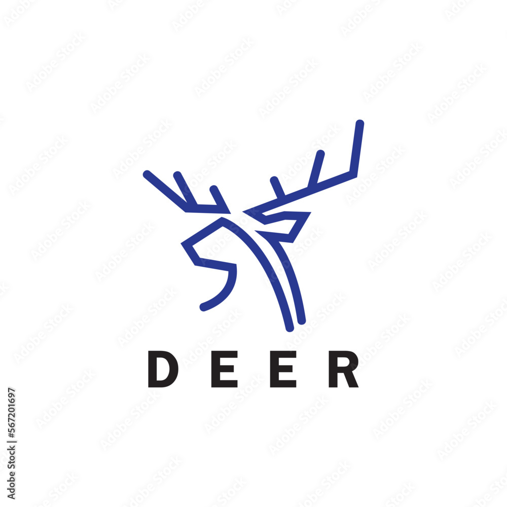 Deer monoline logo design vector template Deer monoline logo design vector template