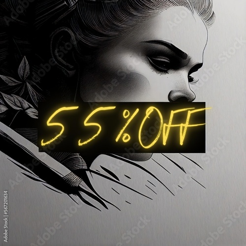 55% off, 55%, off, promotion, sales, 1:1, generated by ai