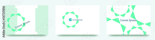 八角形の太陽イラストカード　広告の一部やショップカードに使えそうな　パターンベクターテンプレートセット/背景/壁紙/名刺/ポストカード