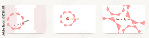 八角形の太陽イラストカード　広告の一部やショップカードに使えそうな　パターンベクターテンプレートセット/背景/壁紙/名刺/ポストカード