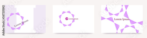 八角形の太陽イラストカード　広告の一部やショップカードに使えそうな　パターンベクターテンプレートセット/背景/壁紙/名刺/ポストカード