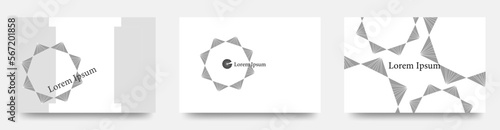 八角形の太陽イラストカード　広告の一部やショップカードに使えそうな　パターンベクターテンプレートセット/背景/壁紙/名刺/ポストカード