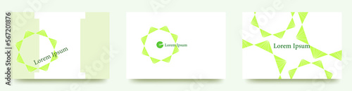 八角形の太陽イラストカード　広告の一部やショップカードに使えそうな　パターンベクターテンプレートセット/背景/壁紙/名刺/ポストカード