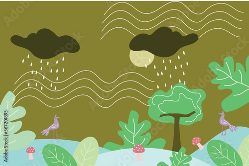 rain abstract doodle background vector