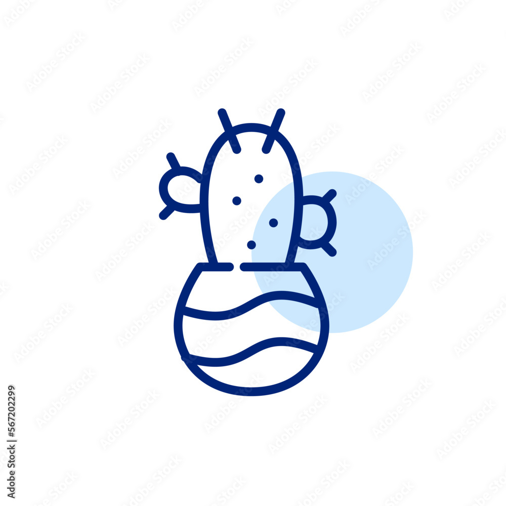 Cactus plant in a flower pot. Pixel perfect, editable stroke line icon Cactus plant in a flower pot. Pixel perfect, editable stroke line icon