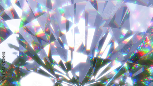 光に反射するダイヤモンドの3dイラスト。アップ。