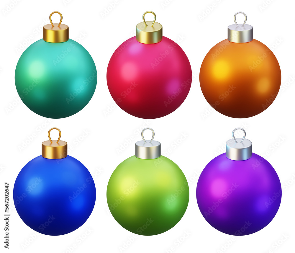 3D render realistic colourful christmas bauble ball ornament collection set 3D render realistic colourful christmas bauble ball ornament collection set