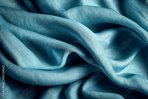 Blue linen fabric surface abstract background. Decorative cloth texture closeup, detailed cotton textile. Natural material Blue linen fabric pattern.