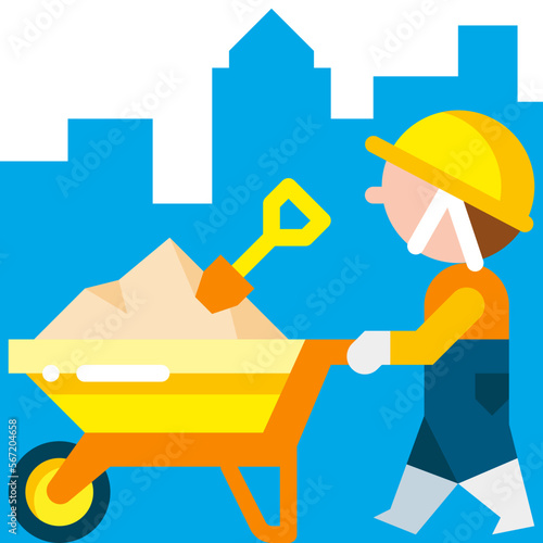 wheelbarrow flat icon