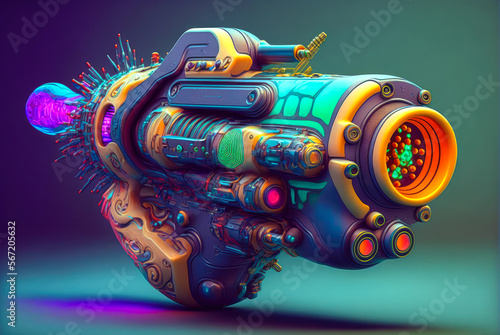 Extreme futuristic laser Ray blaster gun space gun  - illustration - Generative AI