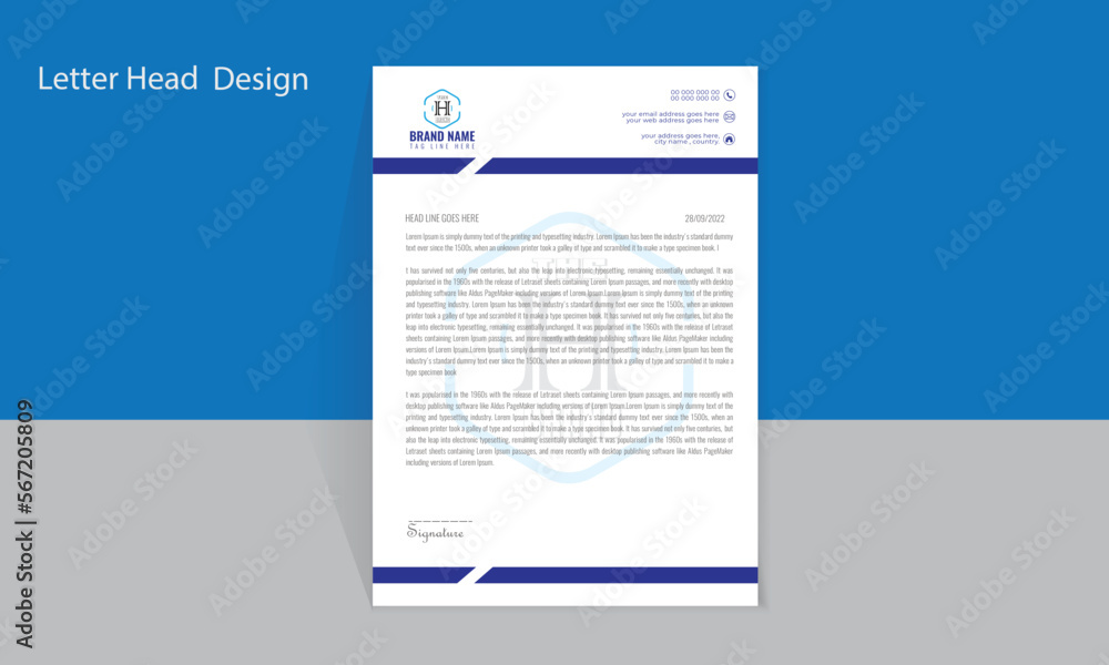 corporate modern letterhead design template . creative modern letter head design template for your project. letterhead, letter head, Business letterhead design.