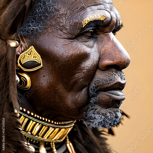 A Fierce Warrior: An AI-Generated Portrait of an African Chief