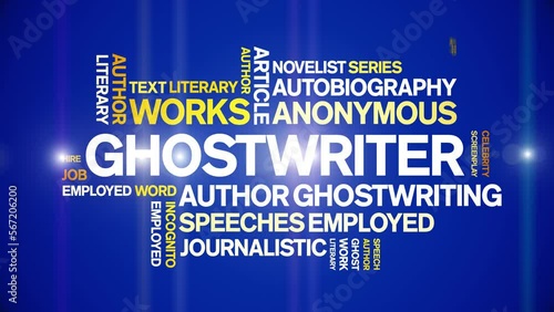 Ghostwriter animated tag word cloud;text design animation kinetic typography seamless loop. photo