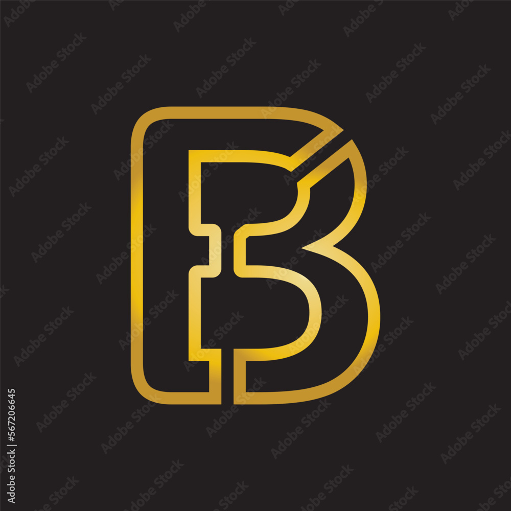 golden B minimalist logo icon illustration. golden B minimalist logo icon illustration.