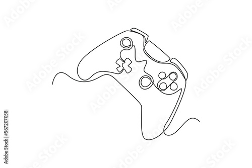 Single one line drawing gamepad from game consoles. E-sports game concept. Continuous line draw design graphic vector illustration.