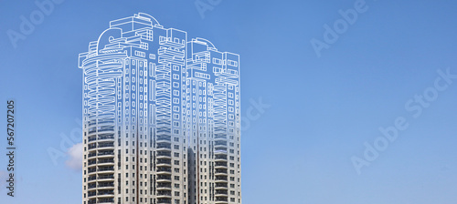 New project of modern multi-storey building