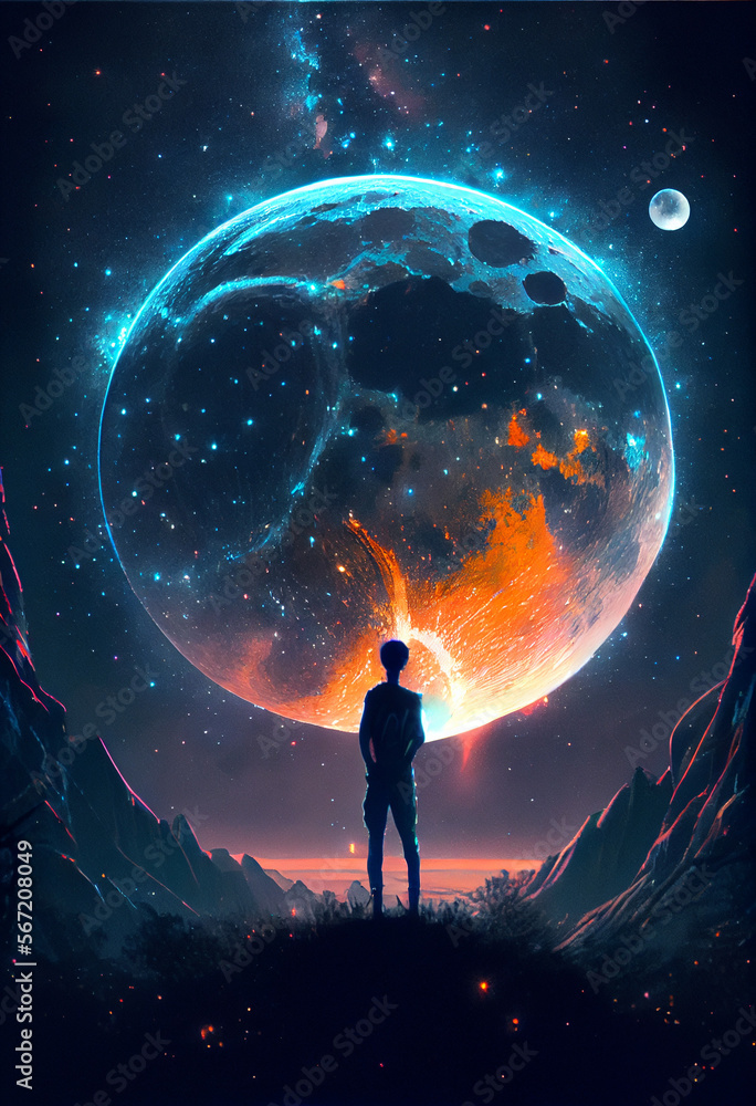 AI is staring at the moon in loneliness. AI is staring at the moon in loneliness.
