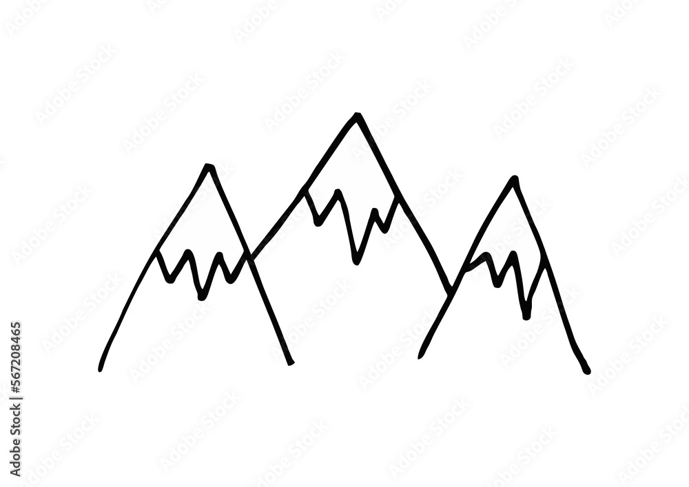 SILHOUETTE OF MOUNTAINS, DRAWING WITH BLACK MARKER SILHOUETTE OF MOUNTAINS, DRAWING WITH BLACK MARKER