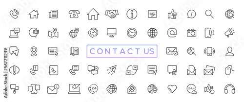 Set of simple Contact us icons for web and mobile app. Social Media network icon call us email mobile signs. Customer service. Contact support sign and symbols