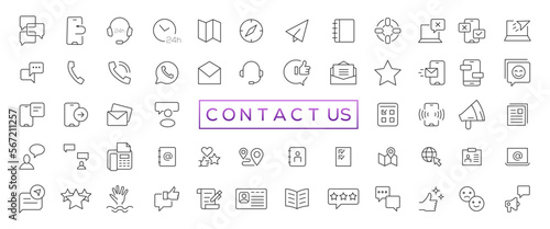 Set of simple Contact us icons for web and mobile app. Social Media network icon call us email mobile signs. Customer service. Contact support sign and symbols