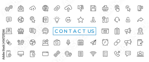 Set of simple Contact us icons for web and mobile app. Social Media network icon call us email mobile signs. Customer service. Contact support sign and symbols