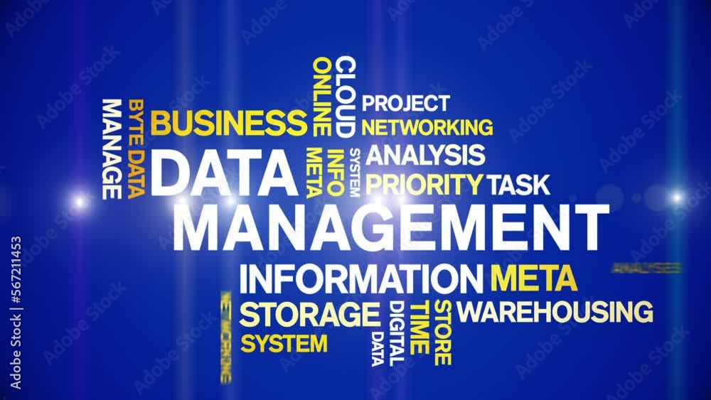 4k Data Management Animated Tag Word Cloud;Text Design big data Animation typography seamless loop.