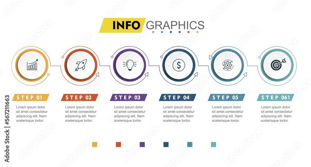 Fototapeta premium infographic design template vector illustration with icons and 6 options or steps.can be used for presentation process,layout,banner,data graph,presentation