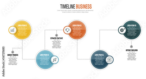 business infographic design template vector illustration with icons and 5 options or steps can be used for process presentation layout banner data graph presentation photo