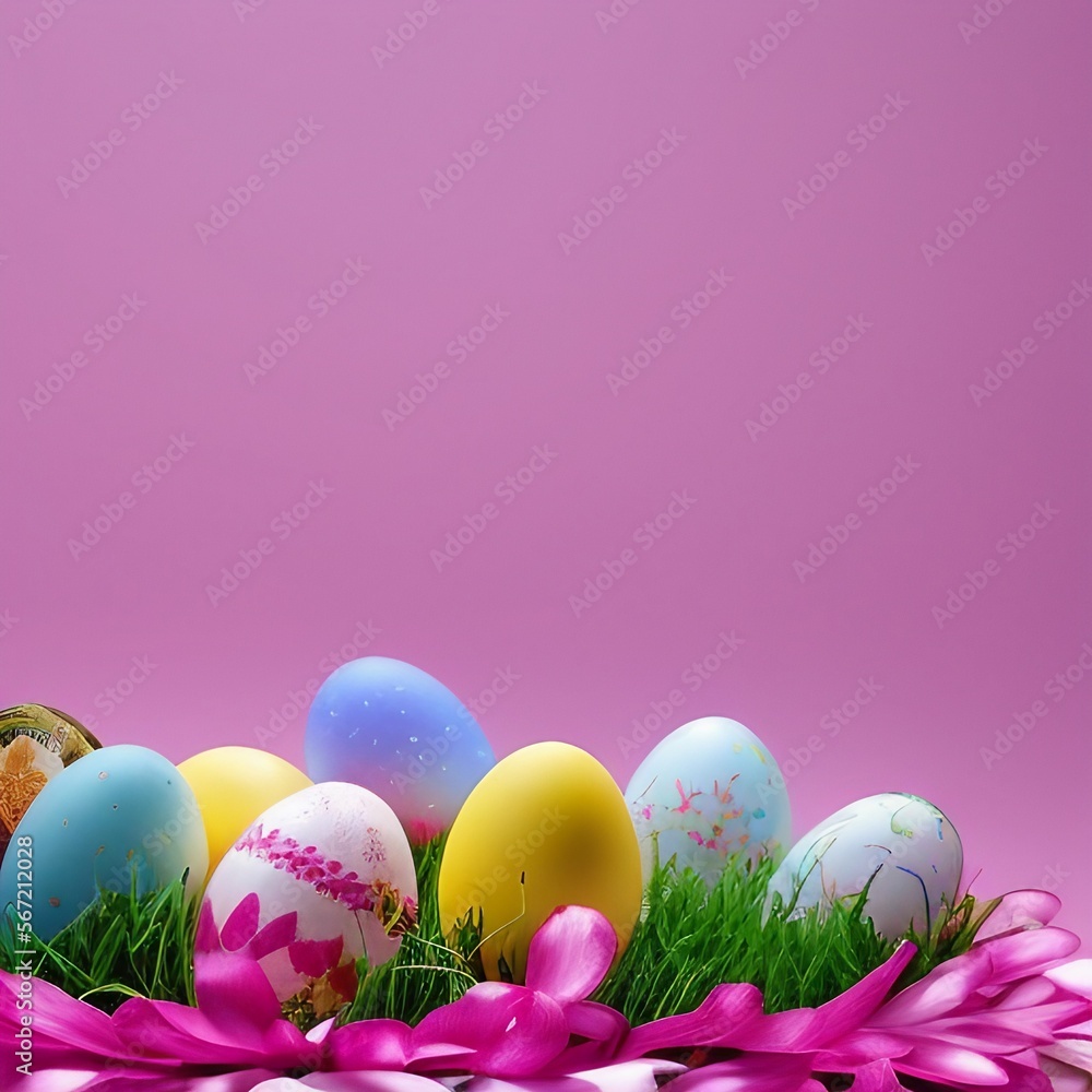 Colorful Easter Eggs on a Decorative Backdrop