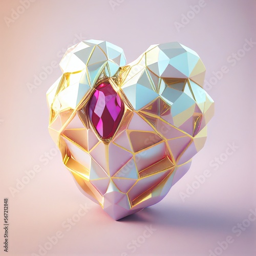 A wonderful jewel encrusted heart for valentine's day or any loving romantic occasion created with Generative AI Technology. photo